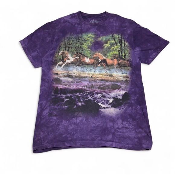 The Mountain Other - The Mountain Wild Horses River Purple Tie Dye T-Shirt Chris Cummings 2001 Large